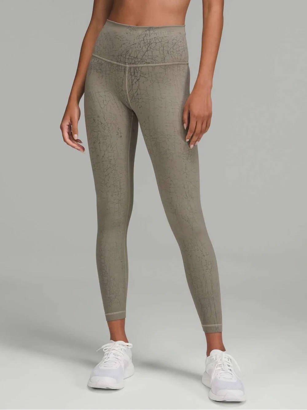 Lululemon Wunder Under 25” Leggings Gray Black Crackle Print High Rise Yoga - 4